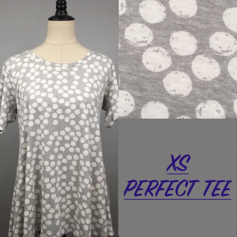 NWT Lularoe Perfect Tee. XS.  grey w/polka dots